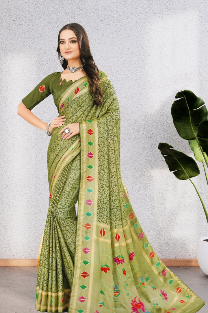 ISHYA SILK SAREE WITH BEAUTIFUL AND NECK DESIGNED BLOUSE, 8 BEAUTIFUL COLORS