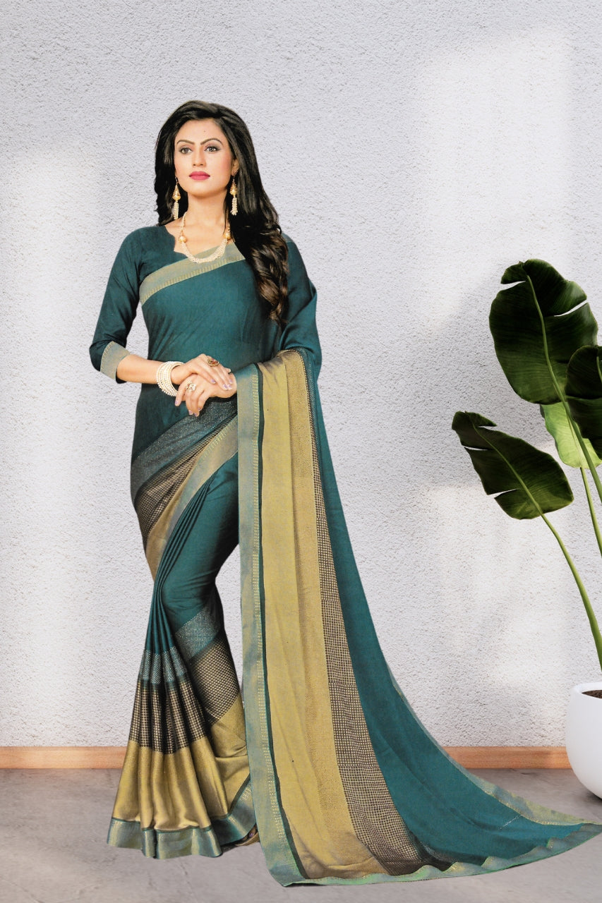 HERITAGE GEORGETTE SAREE FOR WOMEN, BEAUTIFUL DESIGNED COLORS, WITH BLOUSE, 8 BEAUTIFUL COLORS