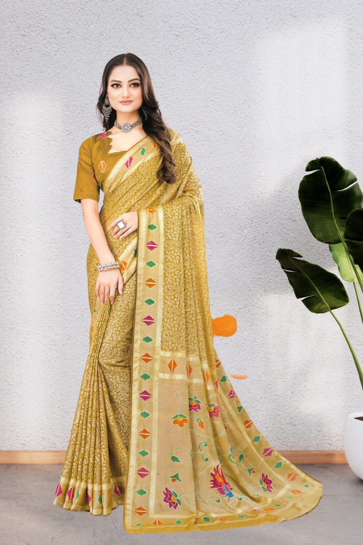 ISHYA SILK SAREE WITH BEAUTIFUL AND NECK DESIGNED BLOUSE, 8 BEAUTIFUL COLORS