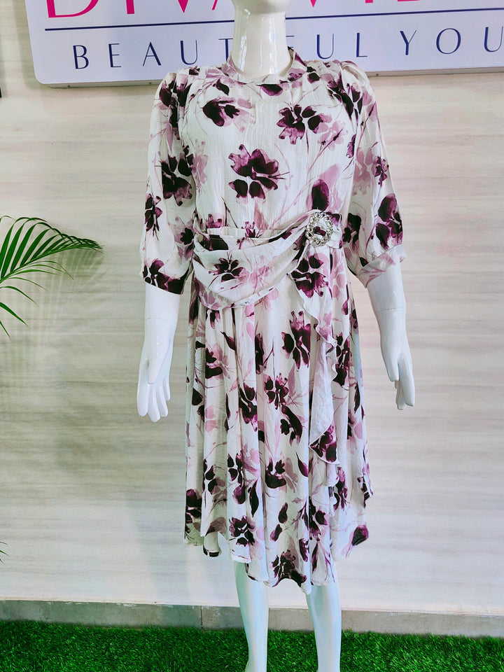 WHITE FLORAL IMPORTED FABBRIC BEAUTIFUL TUNIC DRESS FOR WOMEN, 3 COLORS