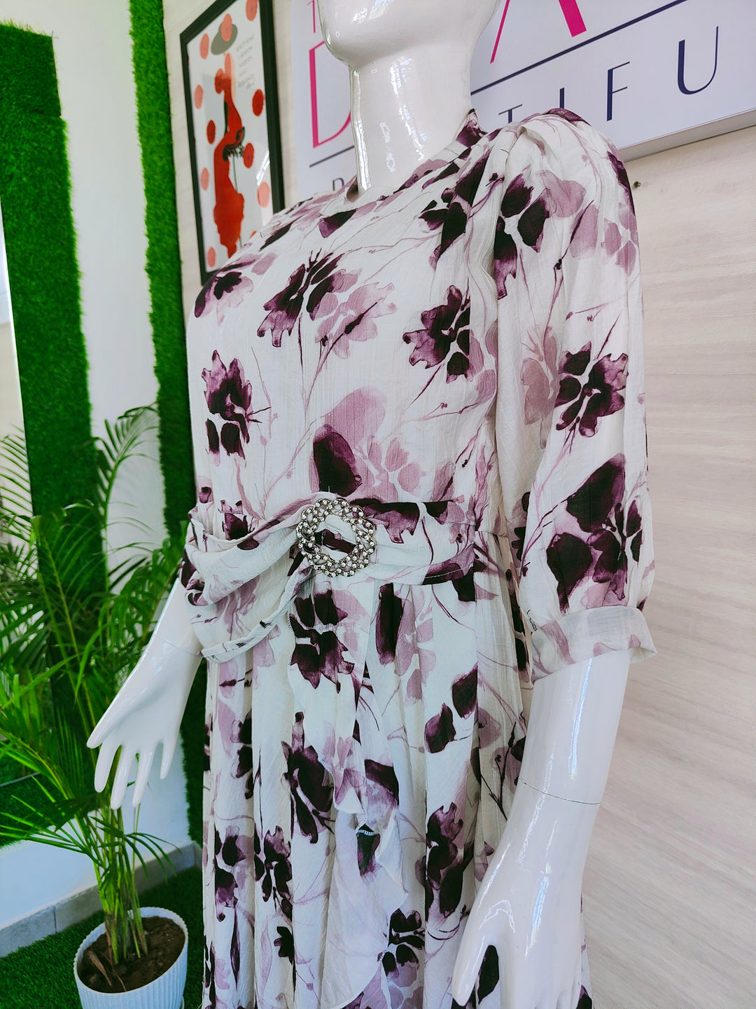 WHITE FLORAL IMPORTED FABBRIC BEAUTIFUL TUNIC DRESS FOR WOMEN, 3 COLORS