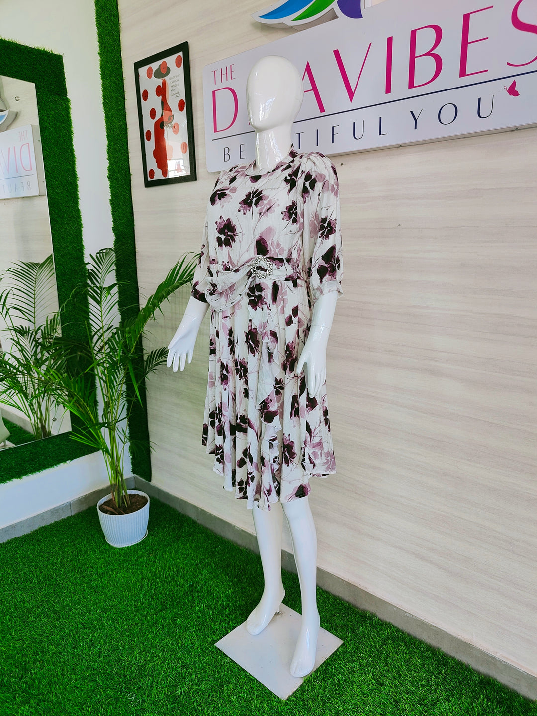 WHITE FLORAL IMPORTED FABBRIC BEAUTIFUL TUNIC DRESS FOR WOMEN, 3 COLORS