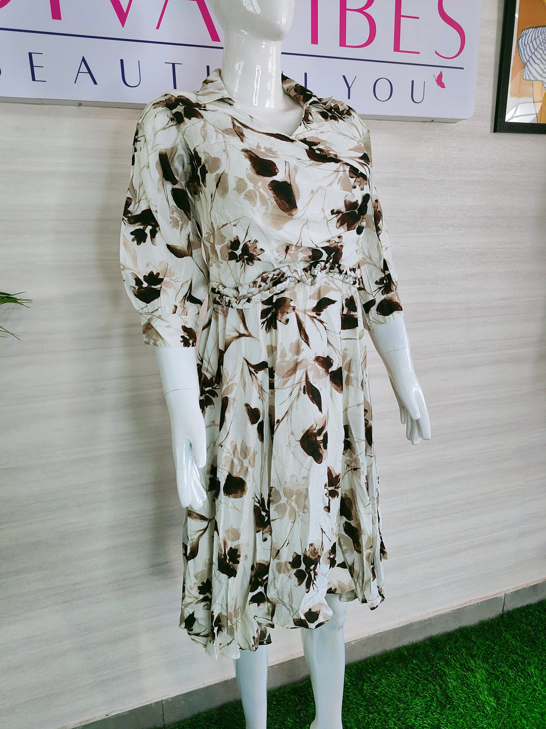 WHITE FLORAL IMPORTED FABBRIC BEAUTIFUL TUNIC DRESS FOR WOMEN, 3 COLORS