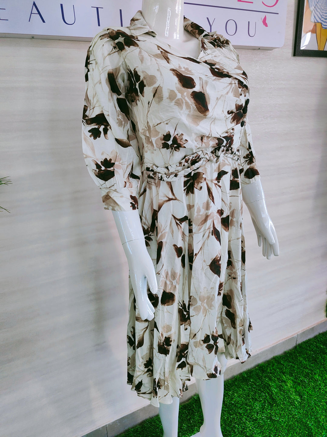 WHITE FLORAL IMPORTED FABBRIC BEAUTIFUL TUNIC DRESS FOR WOMEN, 3 COLORS