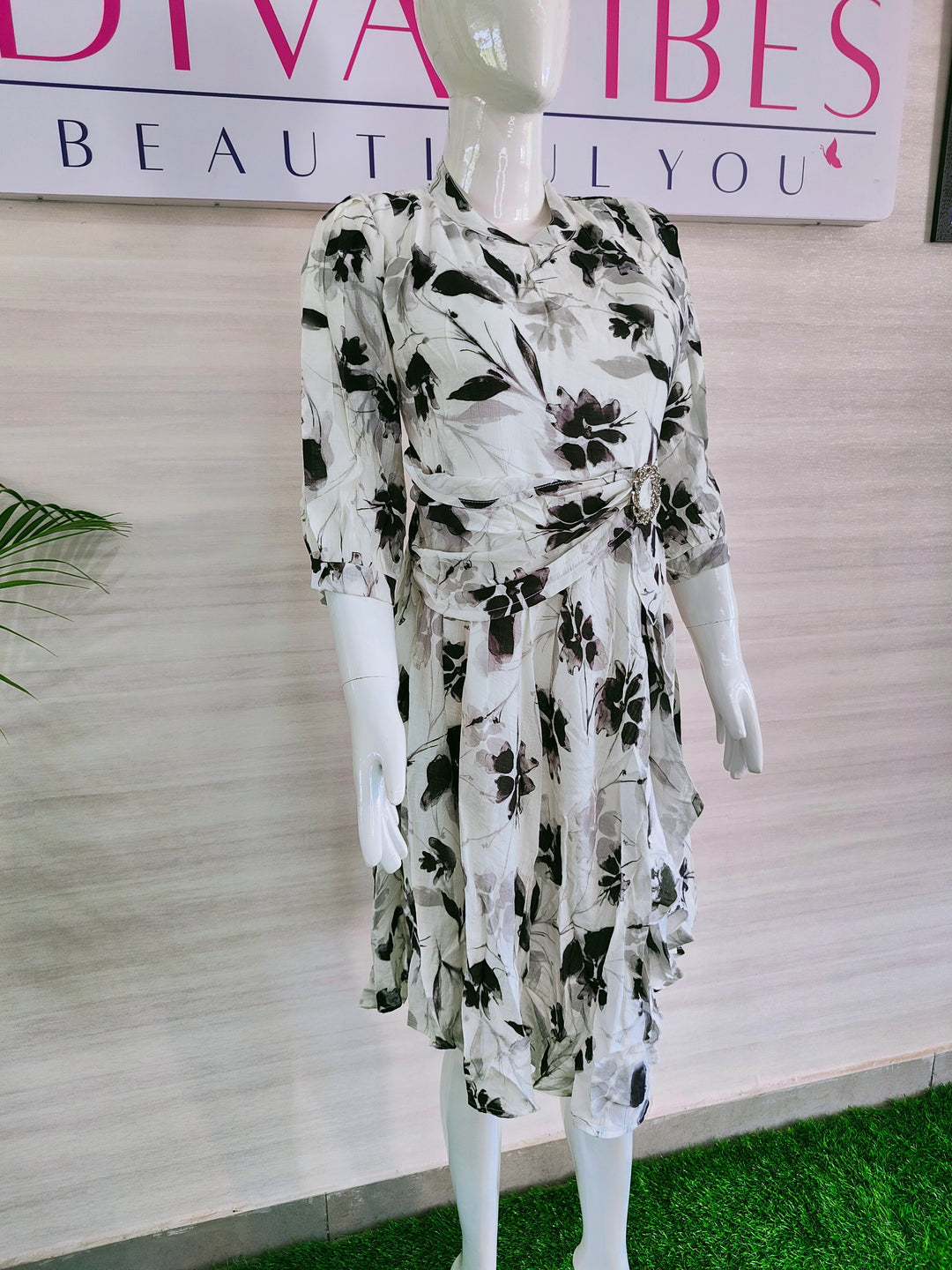 WHITE FLORAL IMPORTED FABBRIC BEAUTIFUL TUNIC DRESS FOR WOMEN, 3 COLORS