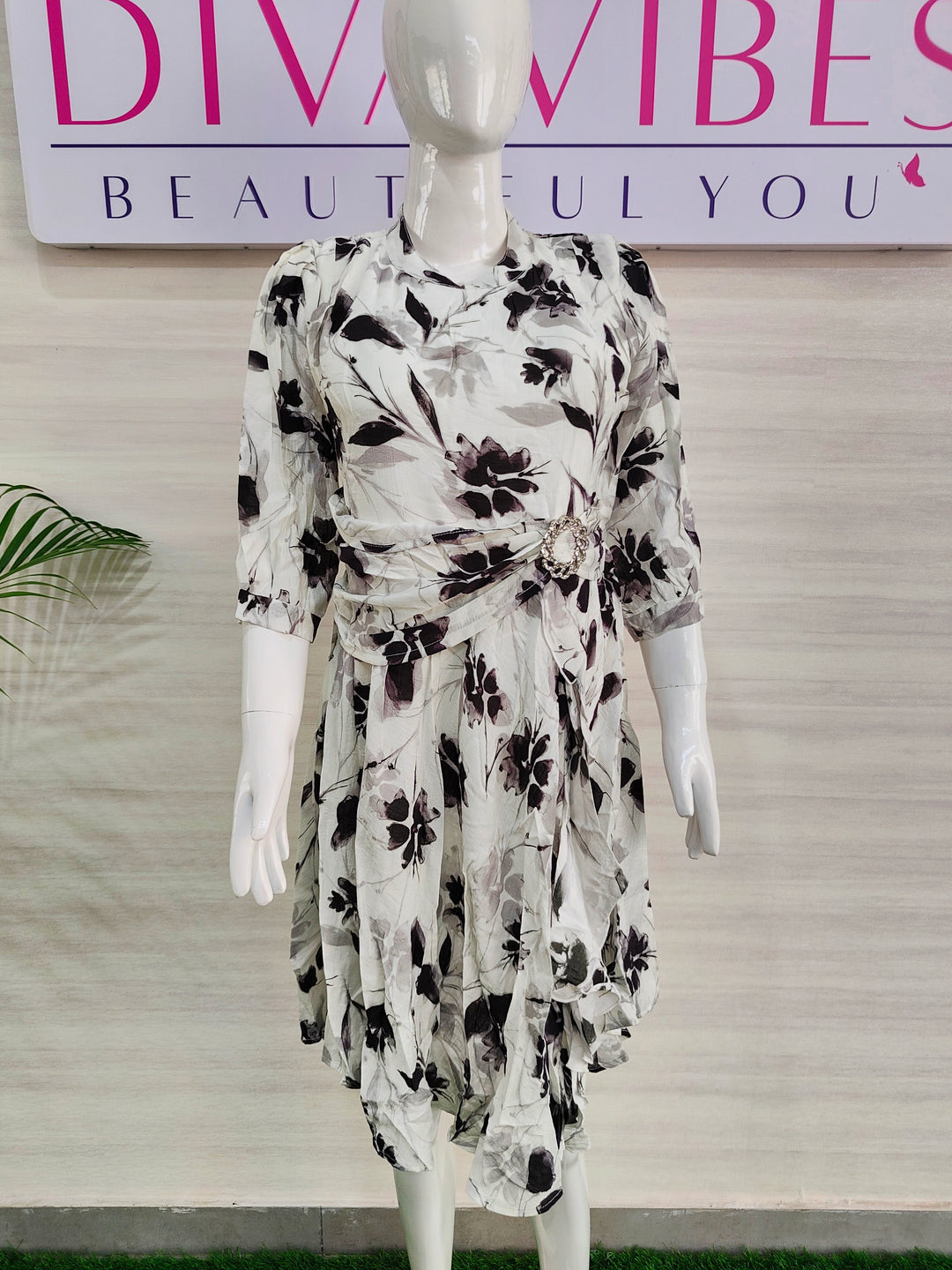 WHITE FLORAL IMPORTED FABBRIC BEAUTIFUL TUNIC DRESS FOR WOMEN, 3 COLORS