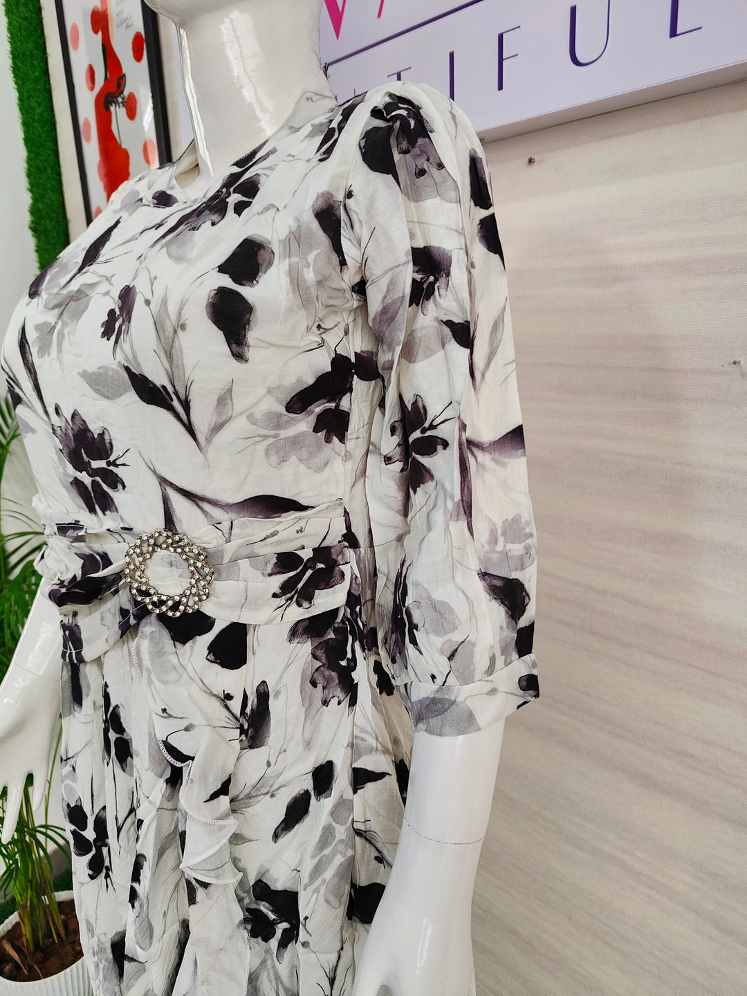 WHITE FLORAL IMPORTED FABBRIC BEAUTIFUL TUNIC DRESS FOR WOMEN, 3 COLORS