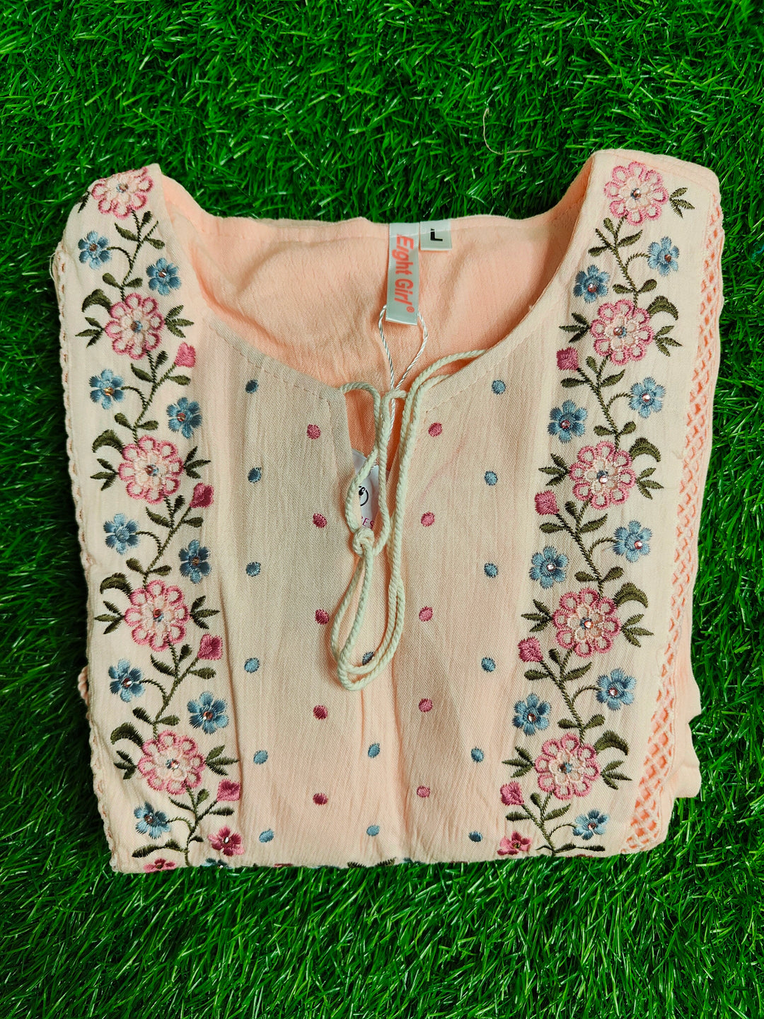 COTTON TUNICS WITH DESIGNED EMBROIDERY WORK ON NECK