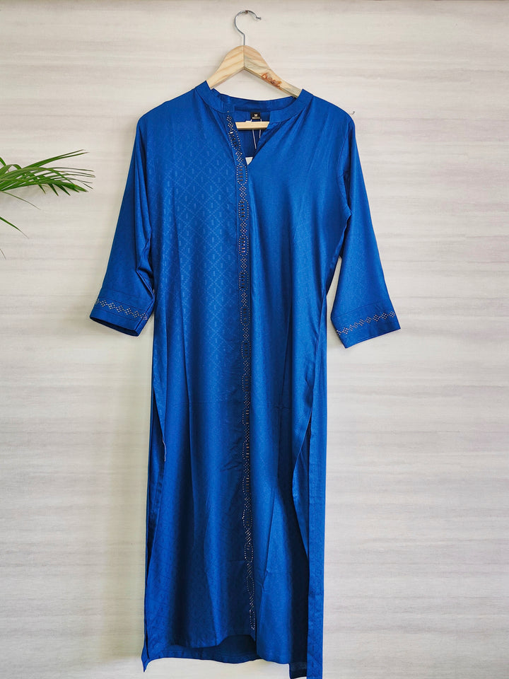 NAVY BLUE CORO SUPER SOFT COTTON KURTI FOR WOMEN