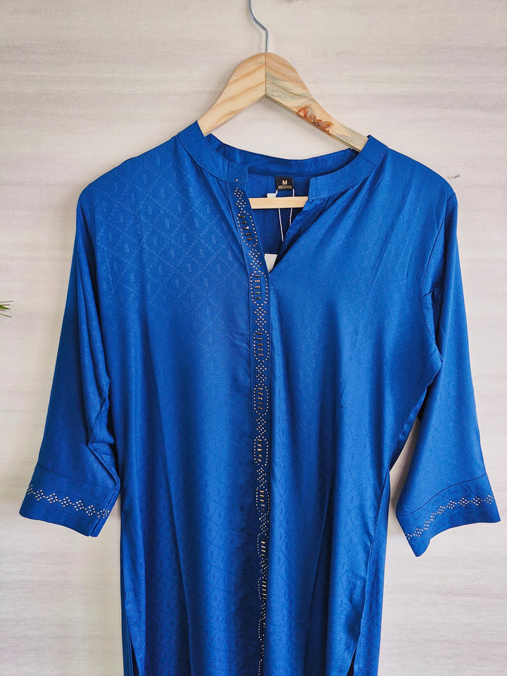 NAVY BLUE CORO SUPER SOFT COTTON KURTI FOR WOMEN