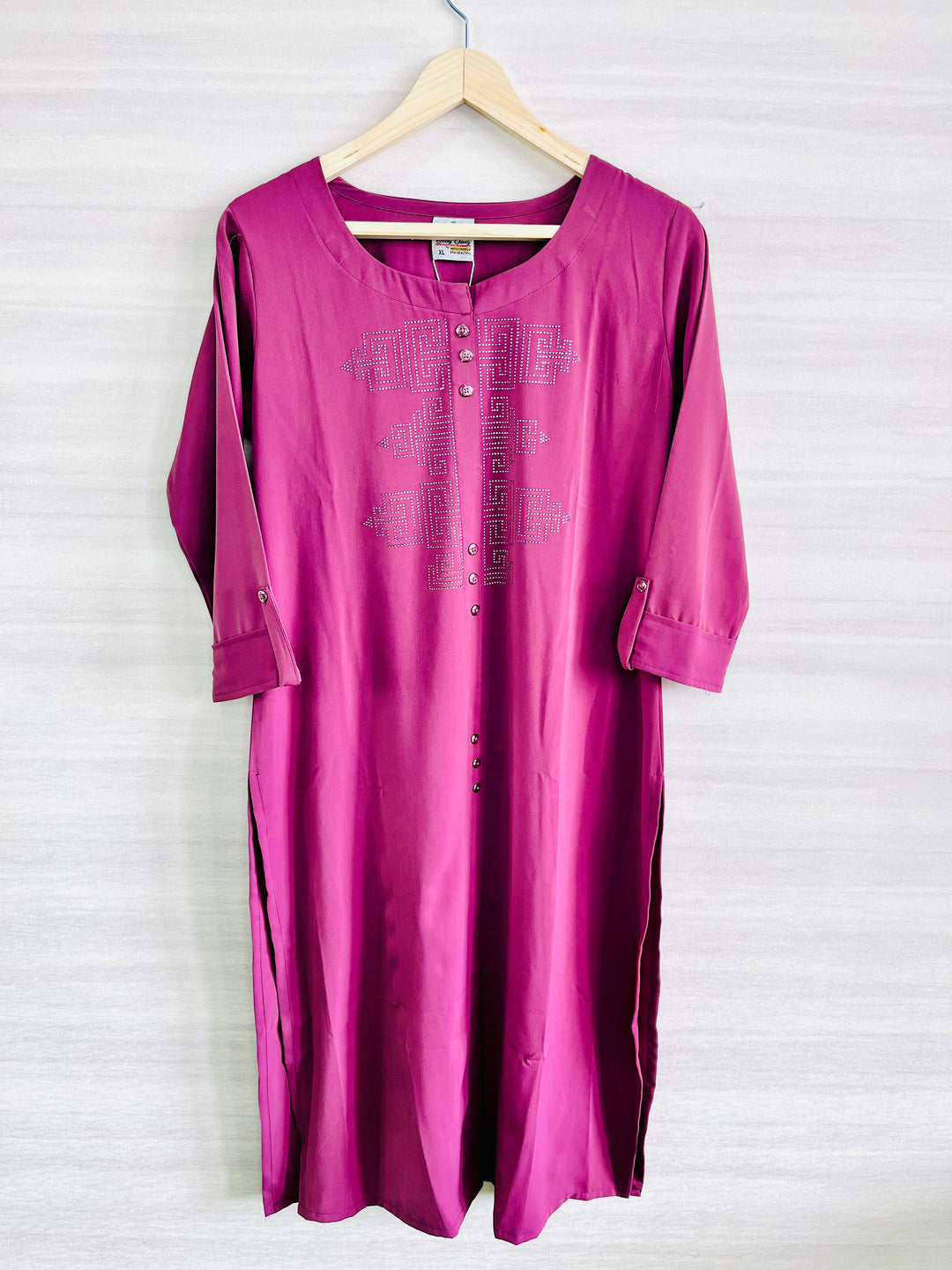 LIGHT PURPLE AND WHITE SUPER SOFT COTTON KURTI FOR WOMEN WITH DEIGNED WORK ON NECK